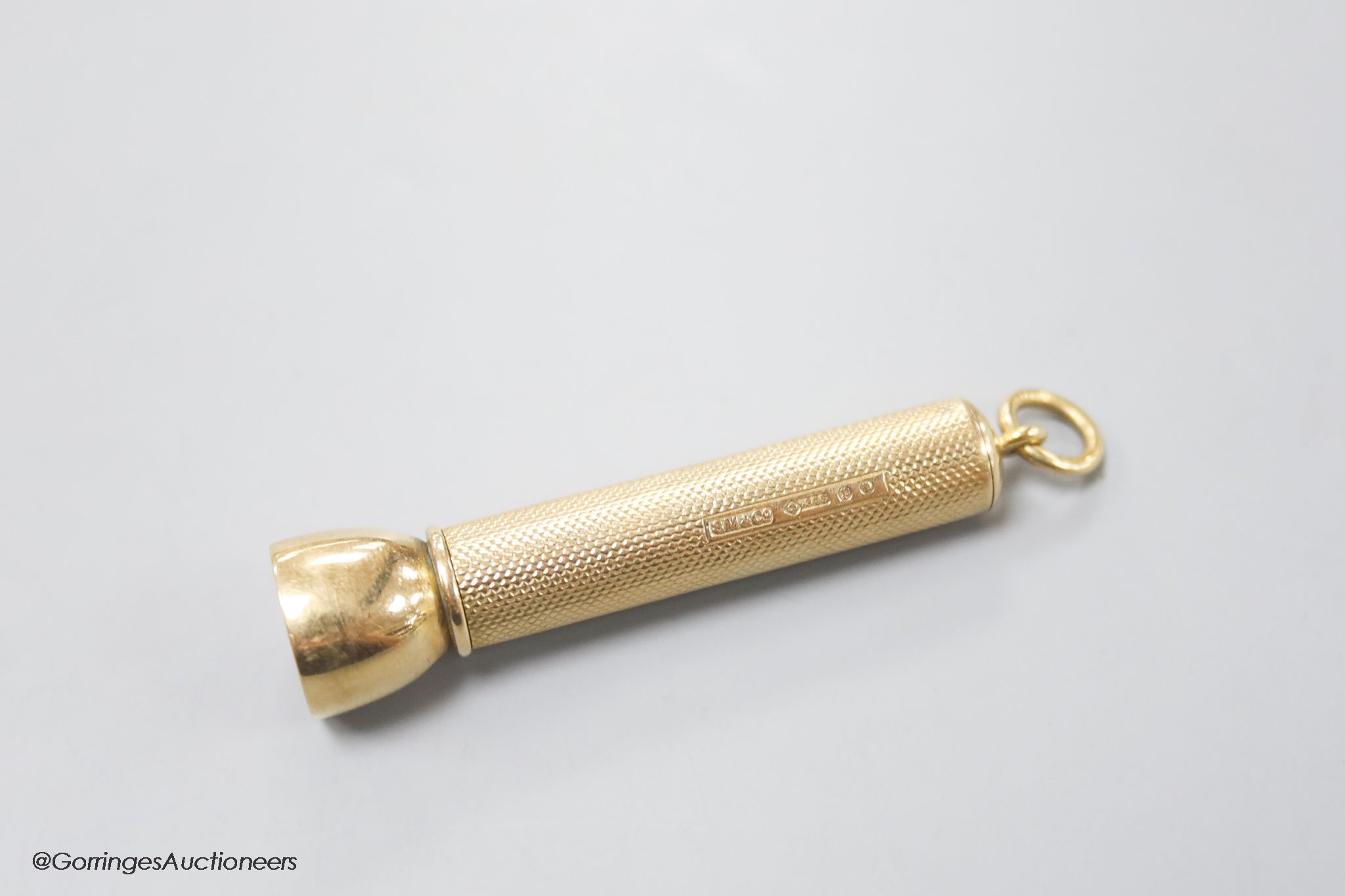 A George V 9ct gold cased cigar piercer by Sampson Mordan & Co, 61mm, gross 14.7 grams.